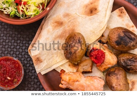 Сток-фото: Shashlik With Lavash And Vegetables