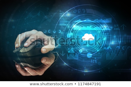 Stock photo: Hand Using Mouse With Cloud Technology And Online Storage Concep