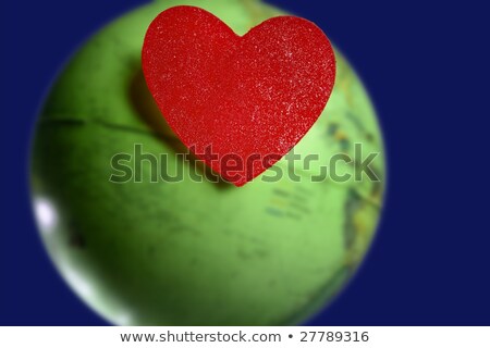 Stock photo: Candy Valentines Heart Over The World Green Global Earth Map