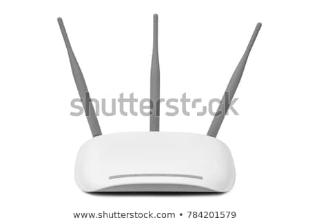 Сток-фото: Computer Lan Cables With Router On White Background