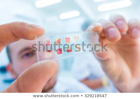 Stok fotoğraf: Close Up Of Scientist Hand With Test Sample In Lab