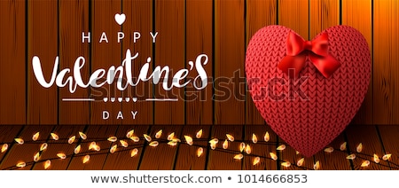Stok fotoğraf: Happy Valentines Day Knitting Hearts Vector Illustration