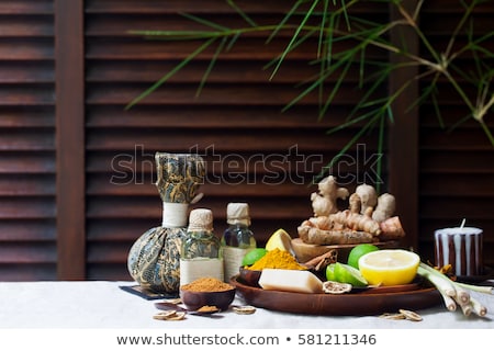 [[stock_photo]]: Spa Heath Care Set On A Plate Copy Space