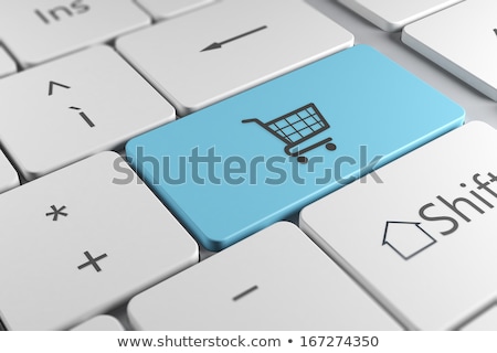 Stok fotoğraf: Online Shopping - Text On The Blue Keyboard Button 3d