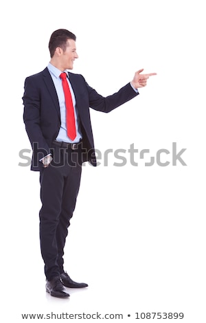 Stock fotó: Full Body Picture Of Man Pointing His Finger To Side