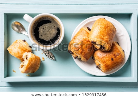 Сток-фото: Mini Fresh Croissants Bun And Coffee