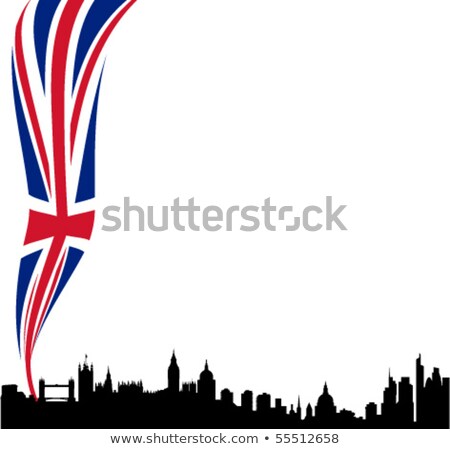 Foto d'archivio: London Skyline With Union Jack Flag Illustration