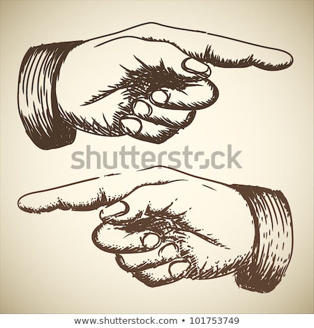 Foto stock: Vector Retro Vintage Pointing Hand Drawing