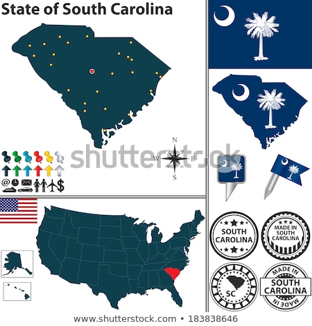 Stok fotoğraf: Map On Flag Button Of Usa South Carolina State