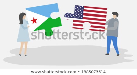 Foto stock: Usa And Djibouti Flags In Puzzle