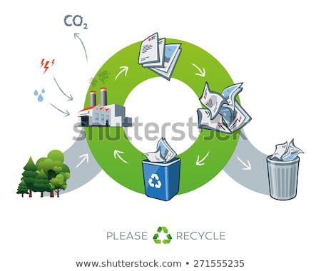 Stok fotoğraf: Paper Recycling Cycle Illustration With Trees