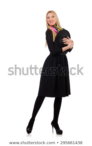 Stock fotó: Tall Model In Black Skirt Isolated On White