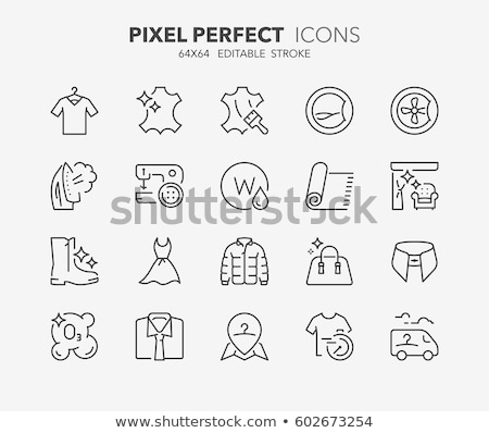 ストックフォト: Dry Cleaning Laundry Line Icons Launderette Service Equipment Washing Machine Clothing Shoe And