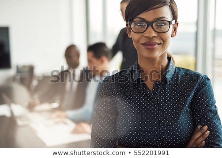 Foto stock: African American Business Woman Beautiful Black Woman With Arms