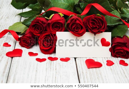 Stock foto: Bouquet Of Roses With Message Card