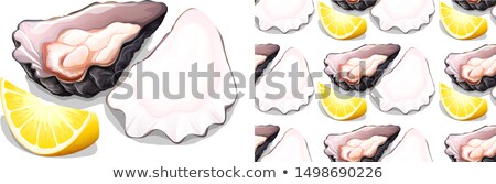 Stok fotoğraf: Seamless Oysten And Lemon On White