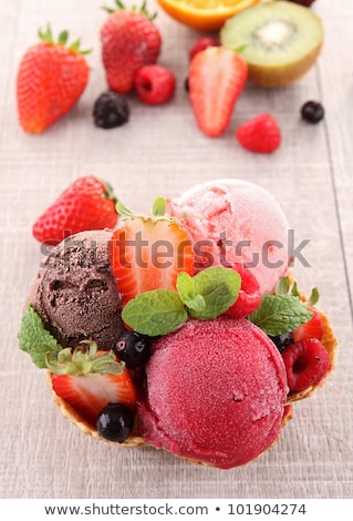 Stock fotó: Scop Of Ice Cream And Berries