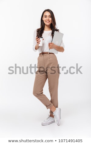 Stok fotoğraf: Young Succsessfull Business Woman Isolated On White Background