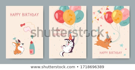 ストックフォト: Funny Birthday Card With Dog