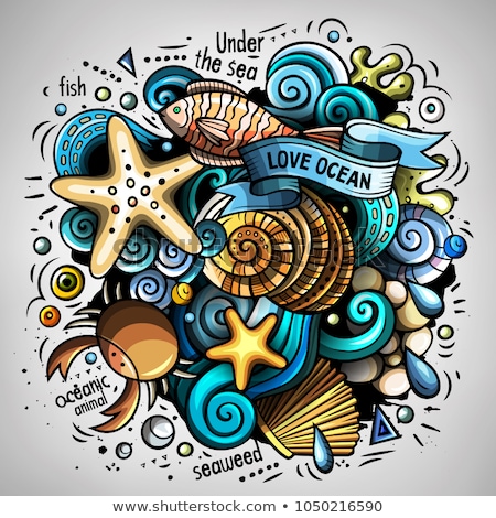 Stock photo: Underwater World Card With Seashell And Pearls Vector Illustration