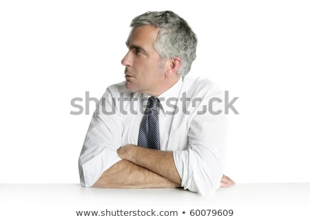 Foto stock: Etrato · de · homem · de · negócios · sênior · sentado · relaxado