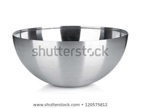 Foto stock: Bowl From Stainless Steel On White Background