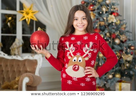 Foto stock: Little Girl Ready For Christmas