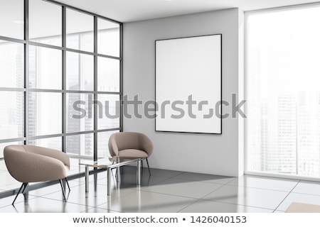 Zdjęcia stock: Bright Waiting Room And White Banner 3d Rendering