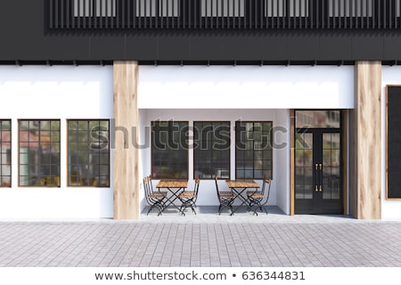 Stockfoto: Table In The Restaurant With A Two Cups Of Coffee 3d Rendering