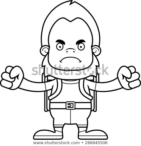 Foto stock: Cartoon Angry Hiker Sasquatch