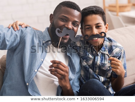 Foto stock: Happy Young Man With Fake Moustache