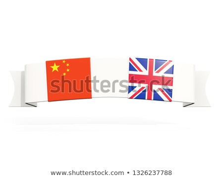 Stock foto: Banner With Two Square Flags Of China And United Kingdom