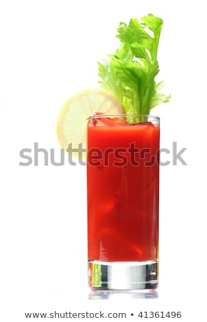 Stock fotó: Close Up Of Bloody Mary With Ice Cubes With Celery On White