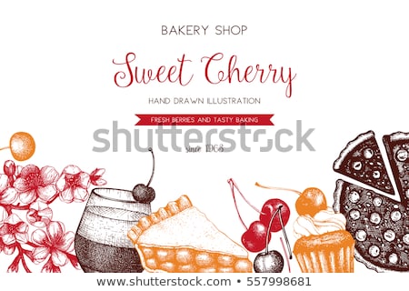 Foto stock: Delicious Berry Pie Sweet Dessert Vintage Vector