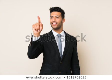 Zdjęcia stock: Businessman Working With Invisible Virtual Screen