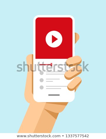 Hand Holds The Smartphone With Video File On The Screen Flat Vector Modern Phone Mock Up Illustrati Сток-фото © karetniy