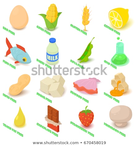 Stock fotó: Allergen Free Products Vector Isometric Icons Set