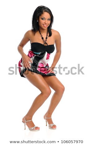 ストックフォト: Woman Posing In Black Miniskirt