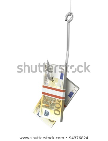 Foto stock: Pack Of Euro On A Fishing Hook
