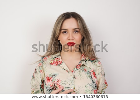 Stock photo: Woman In Flowered Dress Thinking About Something