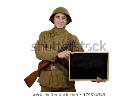 Stockfoto: Soviet Soldier Shows Sign