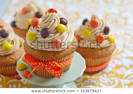 Stok fotoğraf: Fall Decorated Cupcakes And Halloween Candy