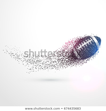 Foto stock: Abstract Rugby Ball Flying With Particles Wave