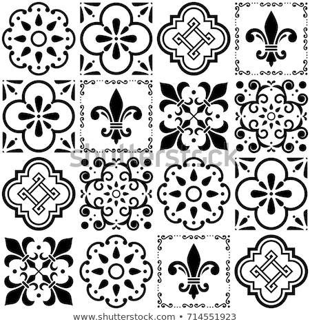 Tiles Seamless Monochrome Collection Portuguese Or Spanish Vector Tile Design Zdjęcia stock © RedKoala