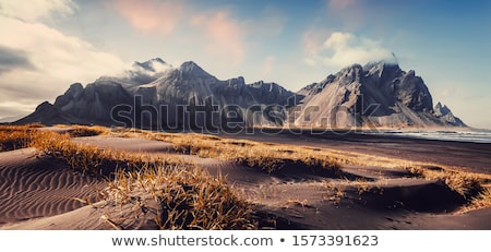 Foto stock: Beautiful Landscape With Mountain And Ocean In Iceland
