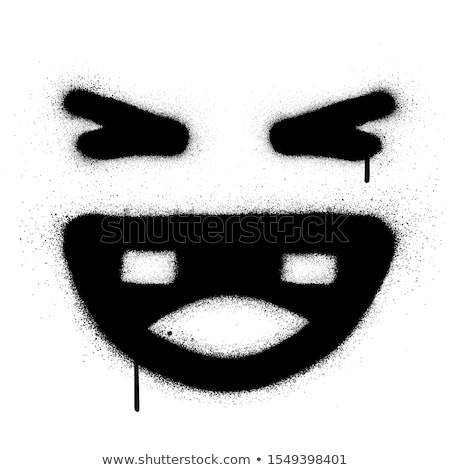 Stock fotó: Graffiti Laughing Icon Face In Black Over White