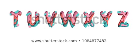 Stock fotó: Colorful Paper Cut Out Font Letter Y 3d