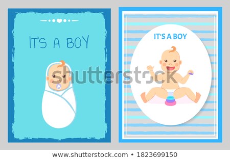 [[stock_photo]]: Baby Shower Greeting Card Kid Playing With Blocks