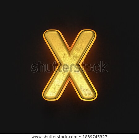 Stock fotó: Yellow Outlined Font Letter X 3d