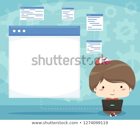 Stock fotó: Kid Boy Programming Forms Illustration